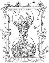 Hourglass Adulte Colouring Sablier Plume Maman Visiter Designlooter Adultes sketch template
