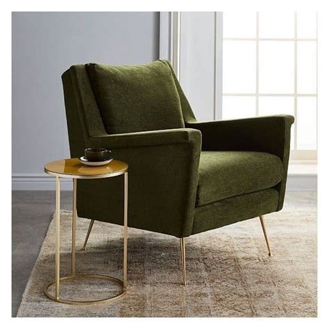 west elm carlo mid century chair worn velvet olive brass legs 4 045 cny liked on polyvore