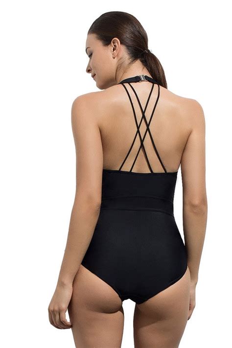 Halter Style One Piece Bathing Suits With Backless Design