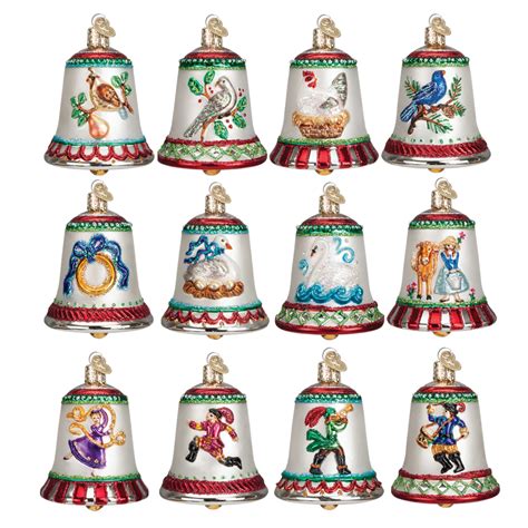 Old World Christmas Twelve Days Of Christmas Bells Glass Ornament Set