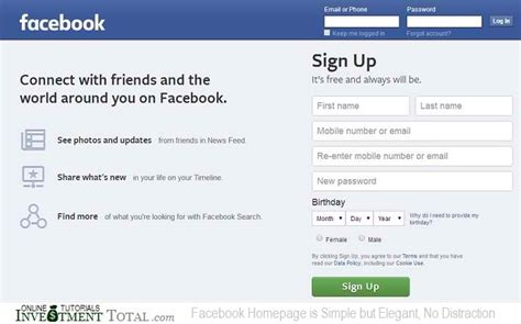 facebook homepage  simple