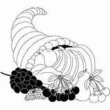 Cornucopia Fruits Coloring Printable Freeprintablecoloringpages Thanksgiving sketch template