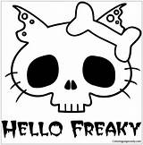 Pages Kitty Hello Freaky Coloring Color Online sketch template