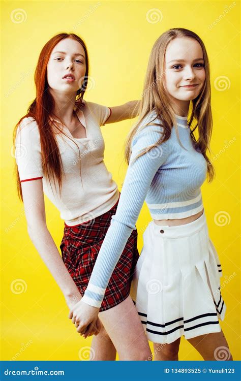 lifestyle people concept  pretty young school teenage girls stock
