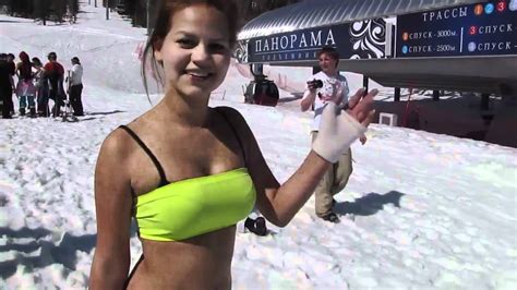 winter bikini ski and snowboarding in russia youtube