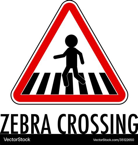 zebra crossing traffic sign  white background vector image