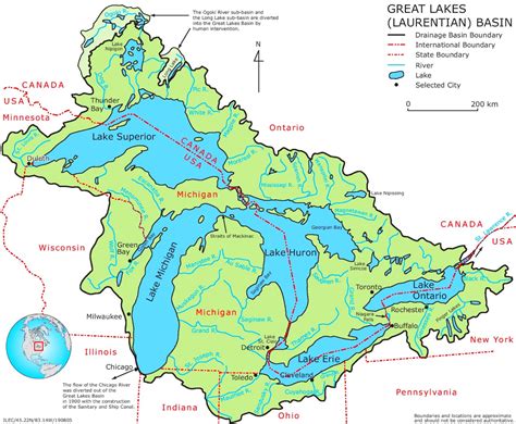 great lakes usa map topographic map  usa  states