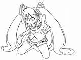 Miku Hatsune Coloring Pages Vocaloid Lineart Color Printable Deviantart Colouring Getdrawings Getcolorings Coloringhome sketch template