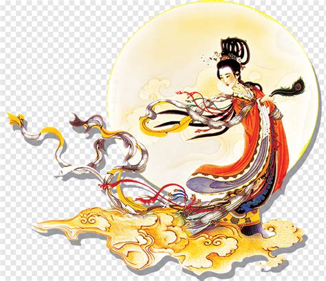 geisha illustation china mid autumn festival mooncake hou yi change