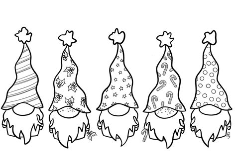 christmas gnomes coloring page  printable coloring pages