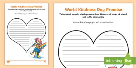 kindness promise worksheet teacher  twinkl