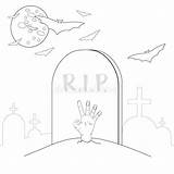 Coloring Outlined Vector Grave sketch template