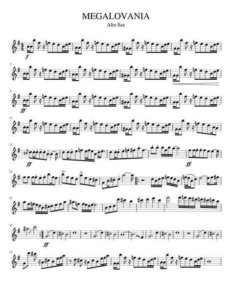 Megalovania Sheet Music For Alto Saxophone Download Free