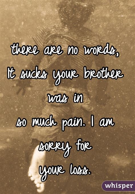 There Are No Words It Sucks Your Brother Was In So Much Pain I Am