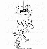 Boulder Falling Taxes Outlined Coloring Vector Under Cartoon Woman Toonaday sketch template