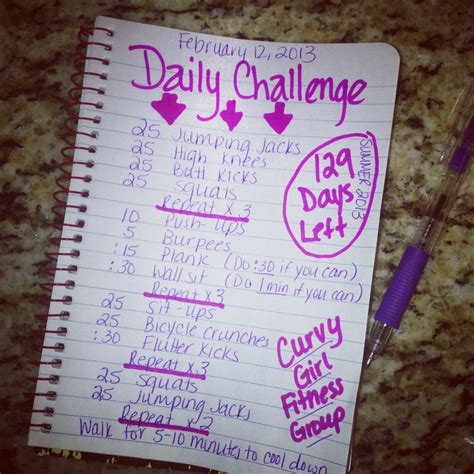 129 Days Until Summer Workout Challenge Curvy Girl