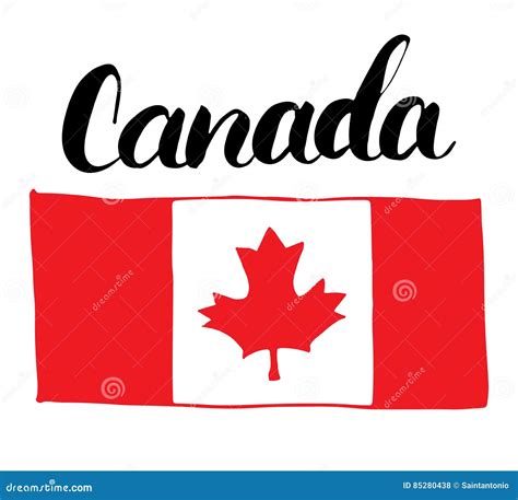 canada hand drawn flag  maple leaf  calligraphy lettering vector illustration isolated