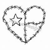 Wire Heart Barb Drawing Coloring Pages Template sketch template