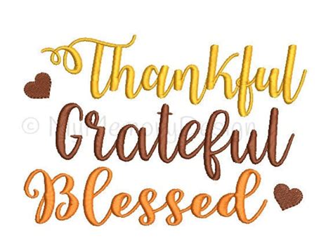thankful grateful blessed embroidery design thanksgiving etsy
