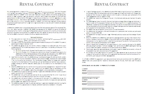 rent contract  printable documents