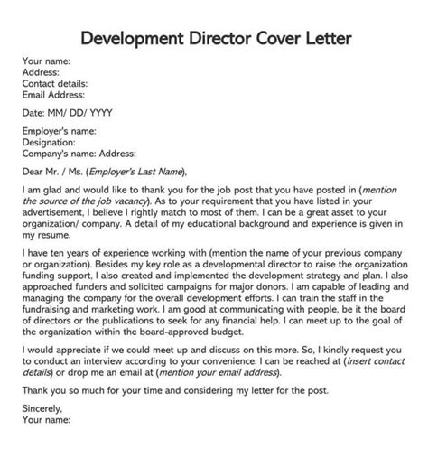 director  development cover letter sample templates