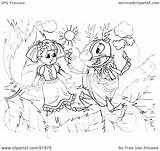 Thumbelina Outline Coloring Girl Illustration Royalty Clipart Rf Bannykh Alex Regarding Notes sketch template