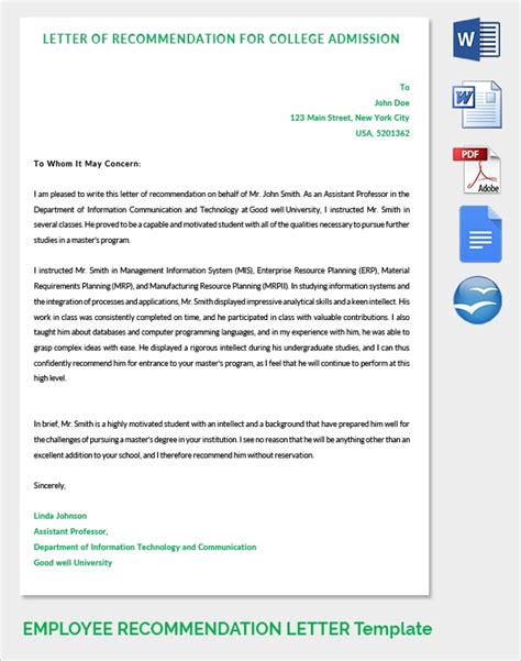 sample recommendation letter formats   ms word pages