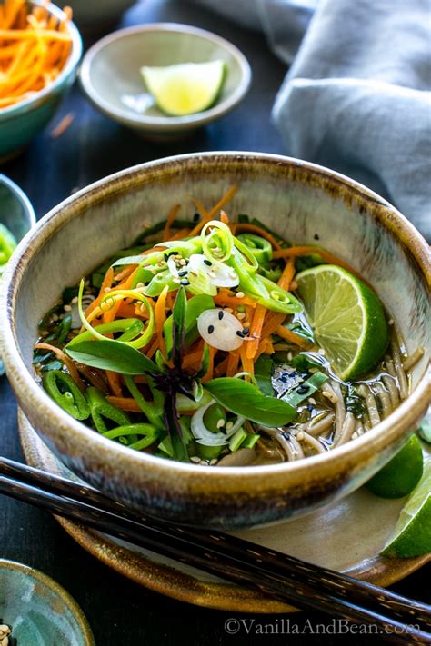 ginger miso soba noodle bowls with wakame vanilla and bean