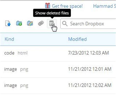 view  recover deleted files  dropbox