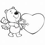 Coloring Valentine Heart Pages Bear Kids sketch template