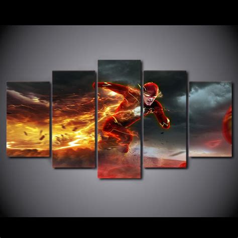 Hd Printed Flash Movie Barry Allen Painting Canvas Print