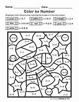 Color Digit Sums Addition Worksheets Coloring Numbers Subtraction Math Number Worksheet Simple Kindergarten Teacherspayteachers sketch template