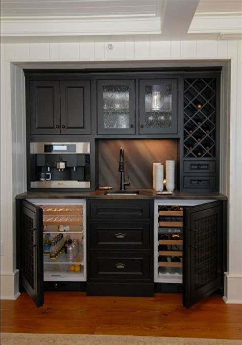 dual mini fridge cabinet style doors basement kitchenette home wet