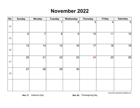 printable november  calendar template calendar design