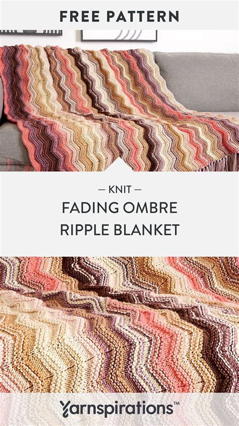 fading ombre knit ripple blanket pattern  caron jumbo ombre
