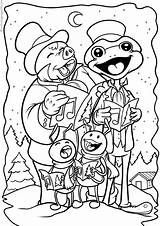 Christmas Singing Outdoors Chorus Songs Coloring Pages Print sketch template