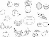 Coloring Fruits Vegetables Kids Pages Color Simple sketch template