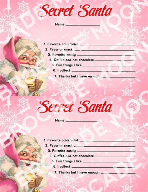 Secret Santa Questionnaire Invitation Form T