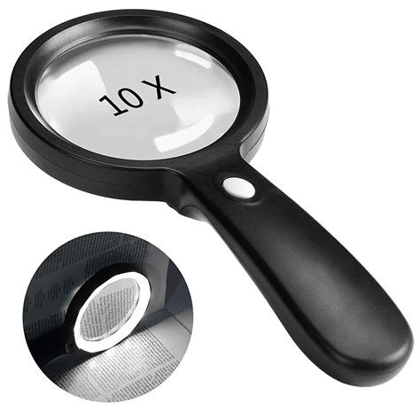 magnifying glass with light 10x handheld large magnifying glass 12 led