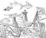 Sunken Ship Coloring Pages Trend Fish Sea Cool Life sketch template
