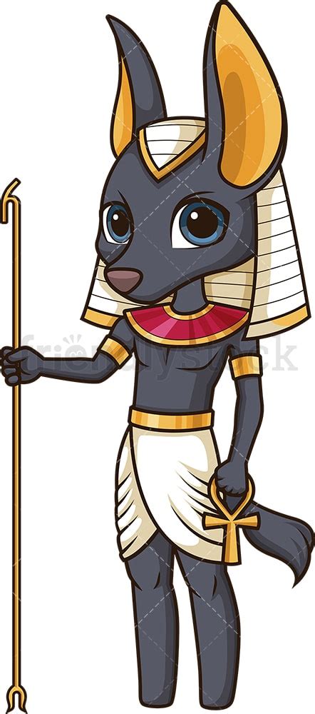 Ancient Egyptian God Anubis Cartoon Vector Clipart