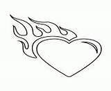 Coloring Pages Heart Flames Stencil Printable Info Print sketch template