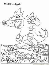 Feraligatr Pokemon Coloring Online Pages Printable Cartoons Color sketch template