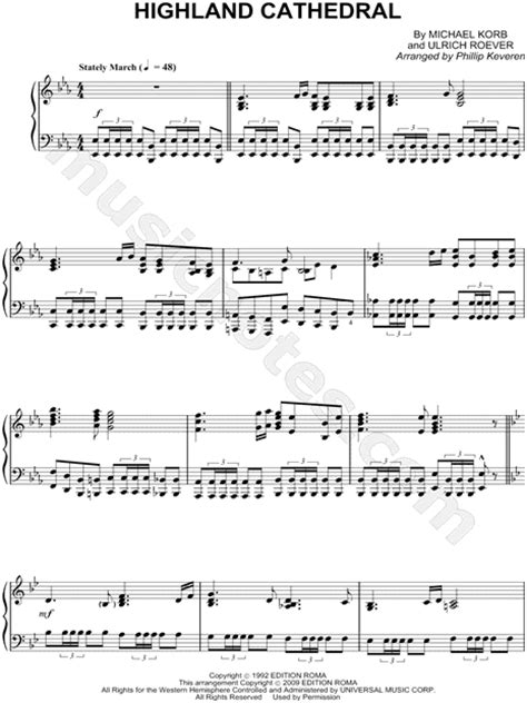 michael korb highland cathedral sheet music piano solo in eb major transposable download