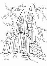 Castelo Halloween Colorir Bruxa Desenhos sketch template