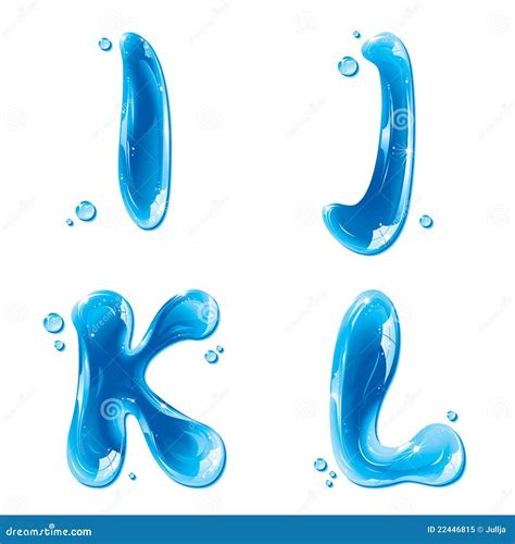 Abc Water Liquid Letter Set Capital I J K L Royalty Free Stock