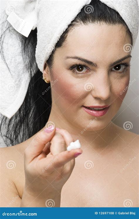spa woman skincare stock photo image  lotion happy
