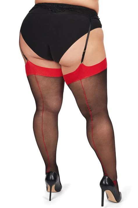 Memoi Back Seam Cuban Heel Plus Size Curvy Stocking Mm 2612 Women S