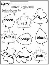 Colors Color Worksheets Worksheet Coloring Preschool Leaves Learning Activities Kindergarten Fall Pre Pages Words Know Year Read Madebyteachers Kids Students sketch template