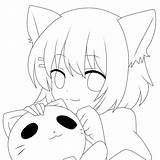 Neko Cat Pages Anime Coloring Lineart Girl Drawings Easy Drawing Kawaii Line Cute Sketches Deviantart Chibi Base Sketch Girls Color sketch template